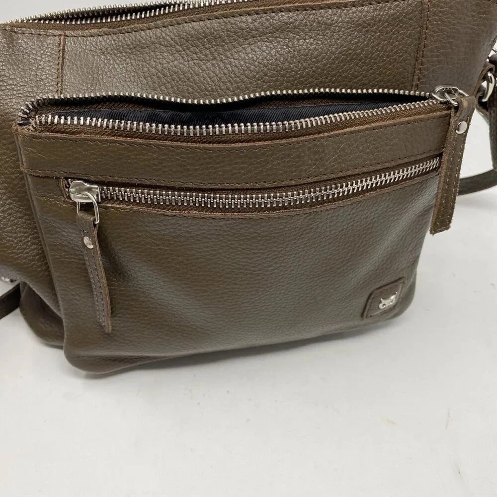 Wise Owl Dark Brown Real Leather Crossbody Handbag - Picture 11 of 16